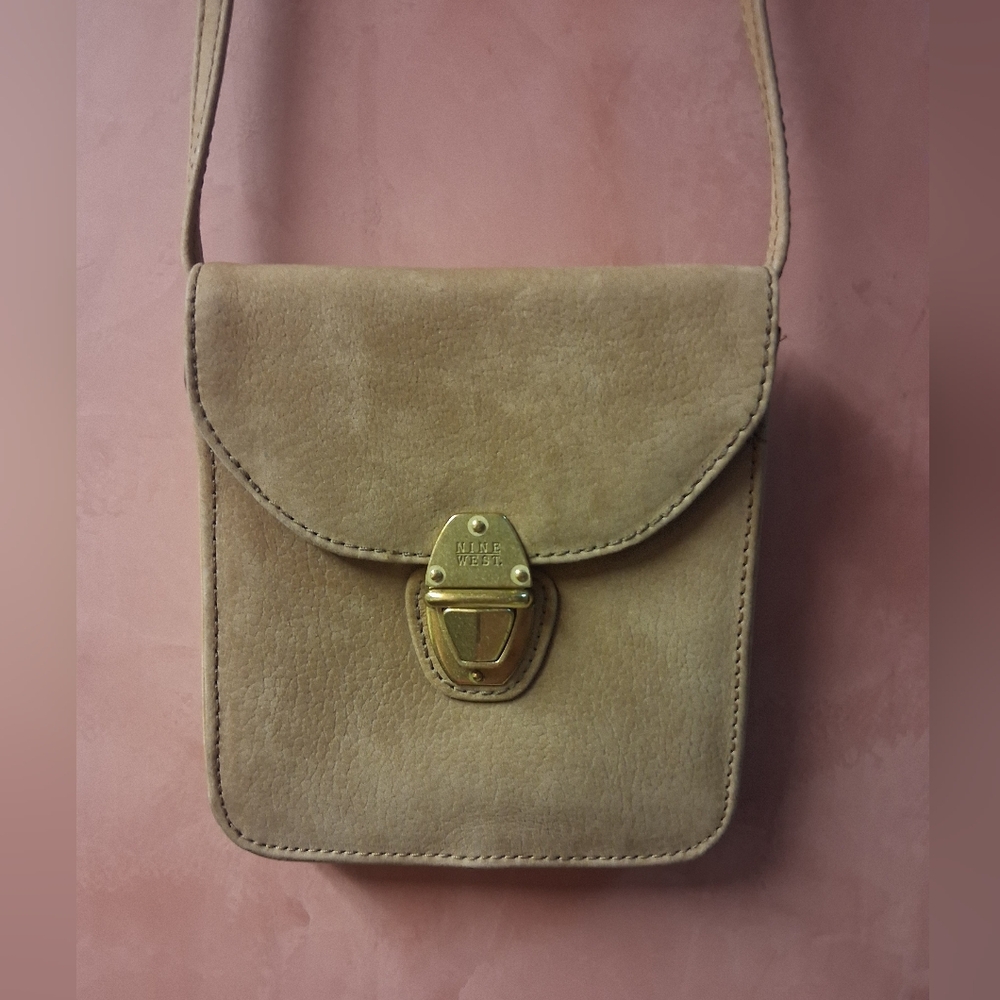 Nine West Vintage Suede Handbag Brown Leather Purse